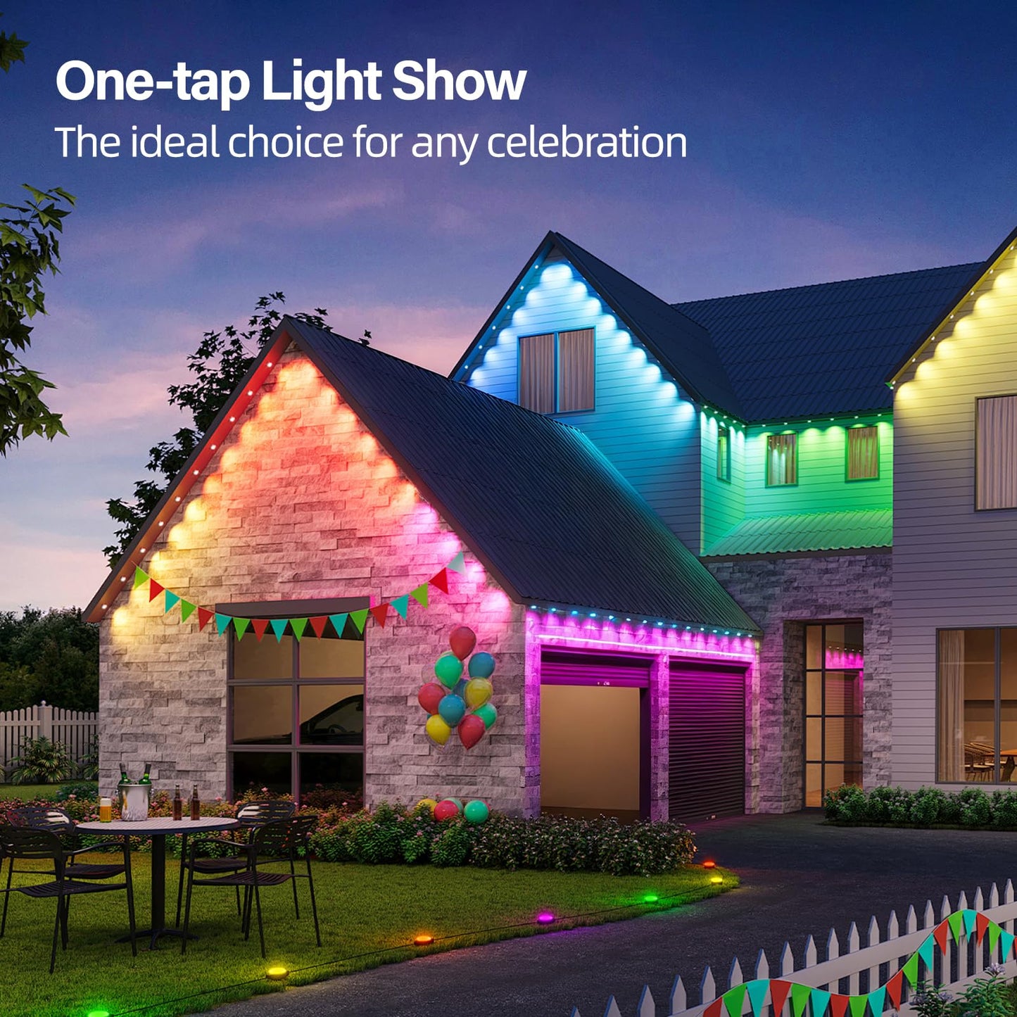 Ahawill Permanent Outdoor Rgb Lights With Ip67 Waterproof  Smart Outdoor String Lights Remote Control  Eaves Lights With App  Daily And Accent Lighting For Halloween Christmas Decor (100Ft)