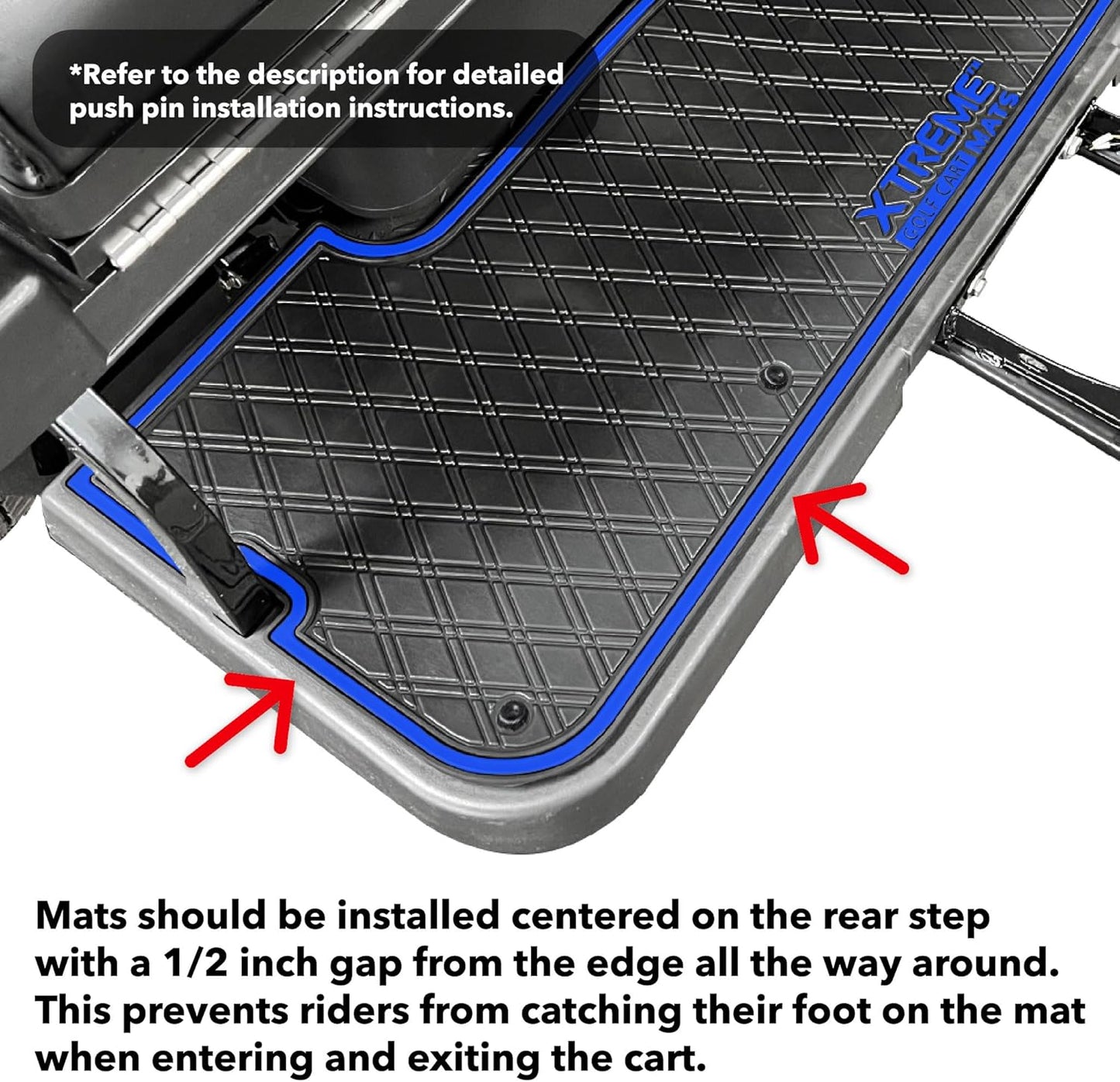 Evolution D5 Golf Cart Floor Mat Set- Rubber Double Diamond Design - Fits D5 2+2 (2 Forward + 2 Rear Facing) Including Evolution Maverick and Ranger Trims (All Black, D5 2+2 Front & Rear Facing)