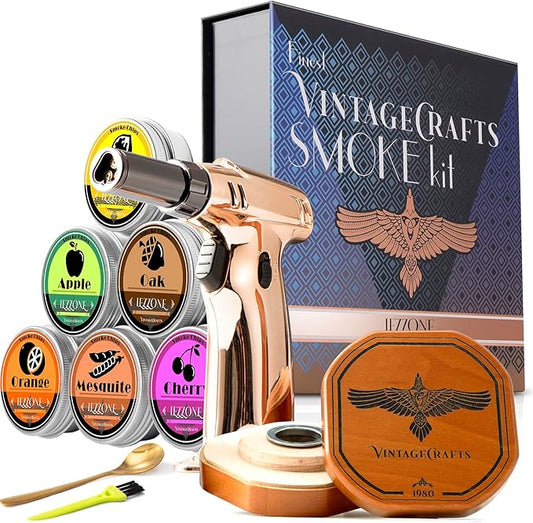 iEZZONE Cocktail Smoker Kit with Torch, Bourbon, Whiskey Smoker Infuser Kit, Old Fashioned Drink Smoker Kit, Birthday Bour...
