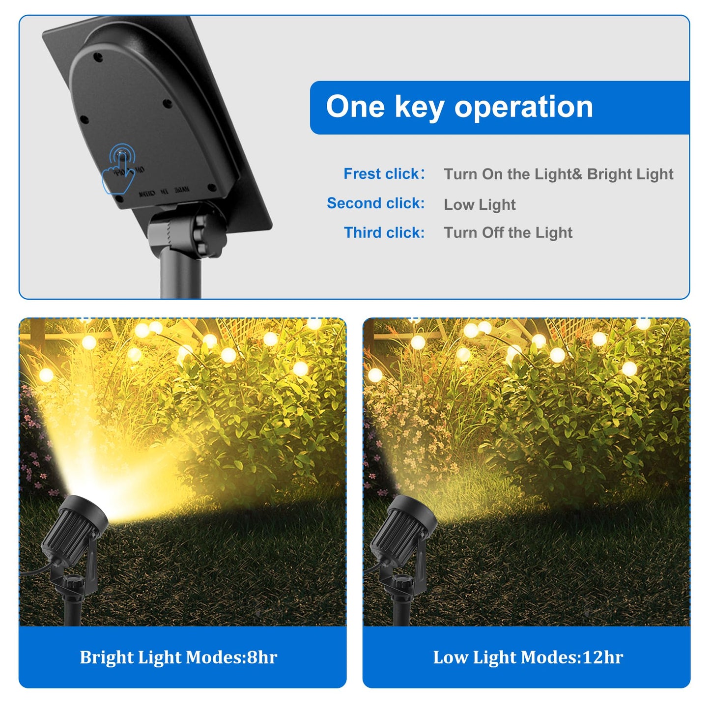 CREPOW Solar Spot Lights Outdoor, IP65 Waterproof, 6-in-1, Warm White, Model TS-S4205, Dusk to Dawn for Garden, Yard, Driveway
