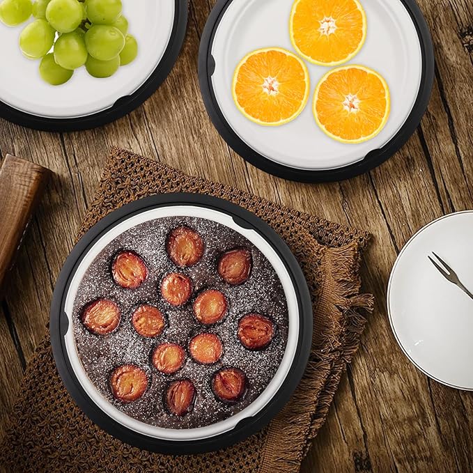Paper Plate Holders with Snap-In Grooves 10.5 Inch Plastic Paper Plate Holders Reusable Black Heavy Duty supports for Picnic Party Dinner 8 Packs