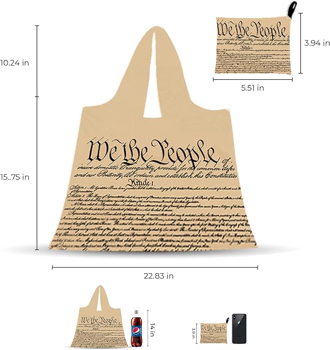 Reusable-Grocery-Bags-Foldable-Machine-Washable-Reusable-Shopping-Bags-5 Pack All American Patriotic 50LBS Extra Large Bags Totes w External Pouch Storage Pouch Lightweight Nylon Fabric