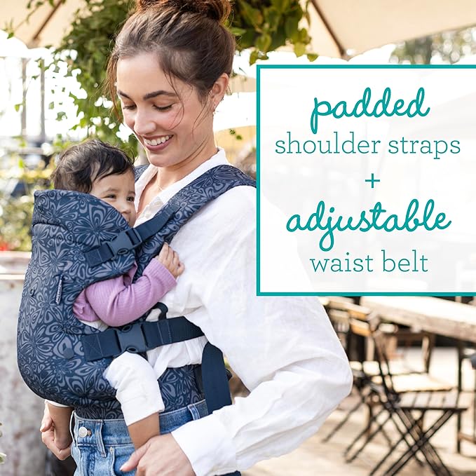 Infantino Flip Advanced 4-in-1 Baby Carrier - Ergonomic, Convertible, Face-in and Face-Out Front and Back Baby Carrier for Newborn to Toddler 8-32 lbs, Floral Navy