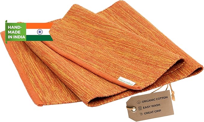 Yogasana Organic Cotton Yoga Mat - Non Slip Hand-Woven Foldable Yoga Rug Provides Excellent Comfort, Traction & Support - ...