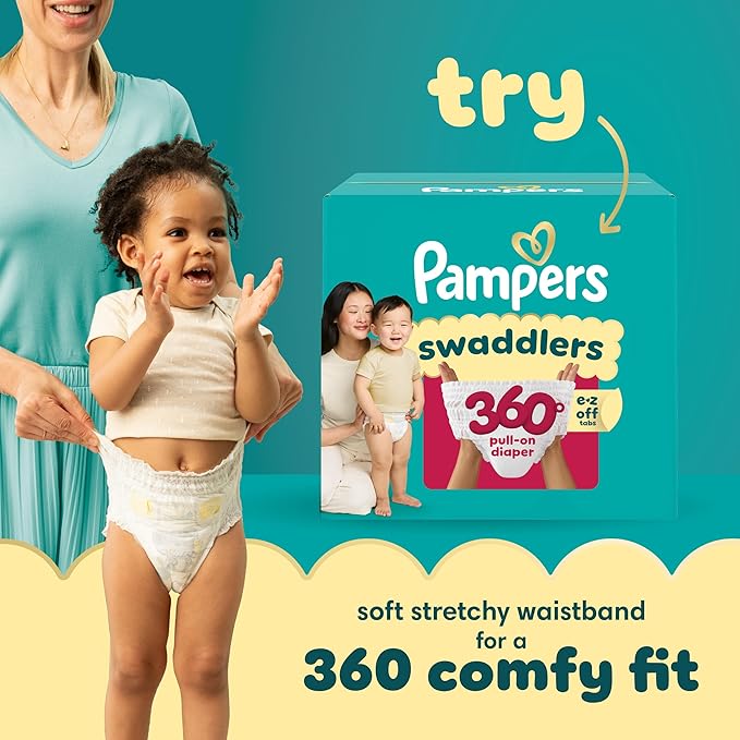 Pampers Swaddlers Diapers, Size 8 (30+ lbs), 60 Count, Absorbent, Keeps Baby Dry and Comfortable, Skin Safe Disposable Baby Diaper (Packaging May Vary)
