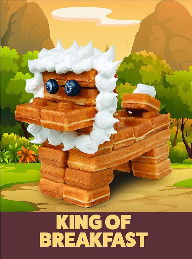Building Brick Electric Waffle Maker- Cook Fun Buildable Holiday Waffles, Pancakes- Make Gingerbread Man Houses & Cars Out of Stackable Waffles- Bite Sized for Kids, Nonstick Iron w Recipes Xmas Gift