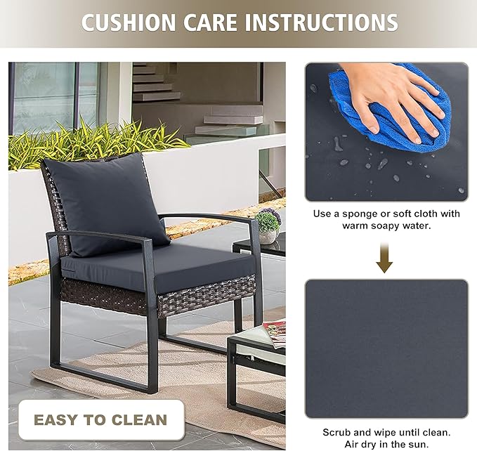 24x24 Inch Outdoor Cushions for Patio Furniture, Waterproof Outdoor Chair Cushions w/Fade-Resistant, Removable & Machine-Washable Covers, Deep Seat Sofa/Couch Pads Replacement – Set of 4, Dark Grey