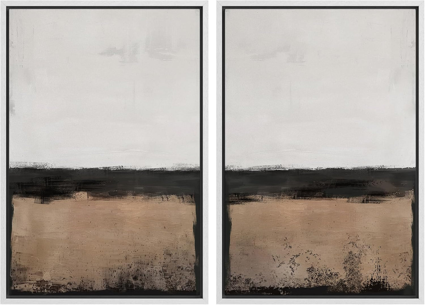 SIGNWIN Framed Canvas Print Wall Art Abstract Landscape Neutral Tones with Horizon Line Illustrations Modern Art Decorative Contemporary for Living Room, Bedroom, Office - 24"x36"x2 White