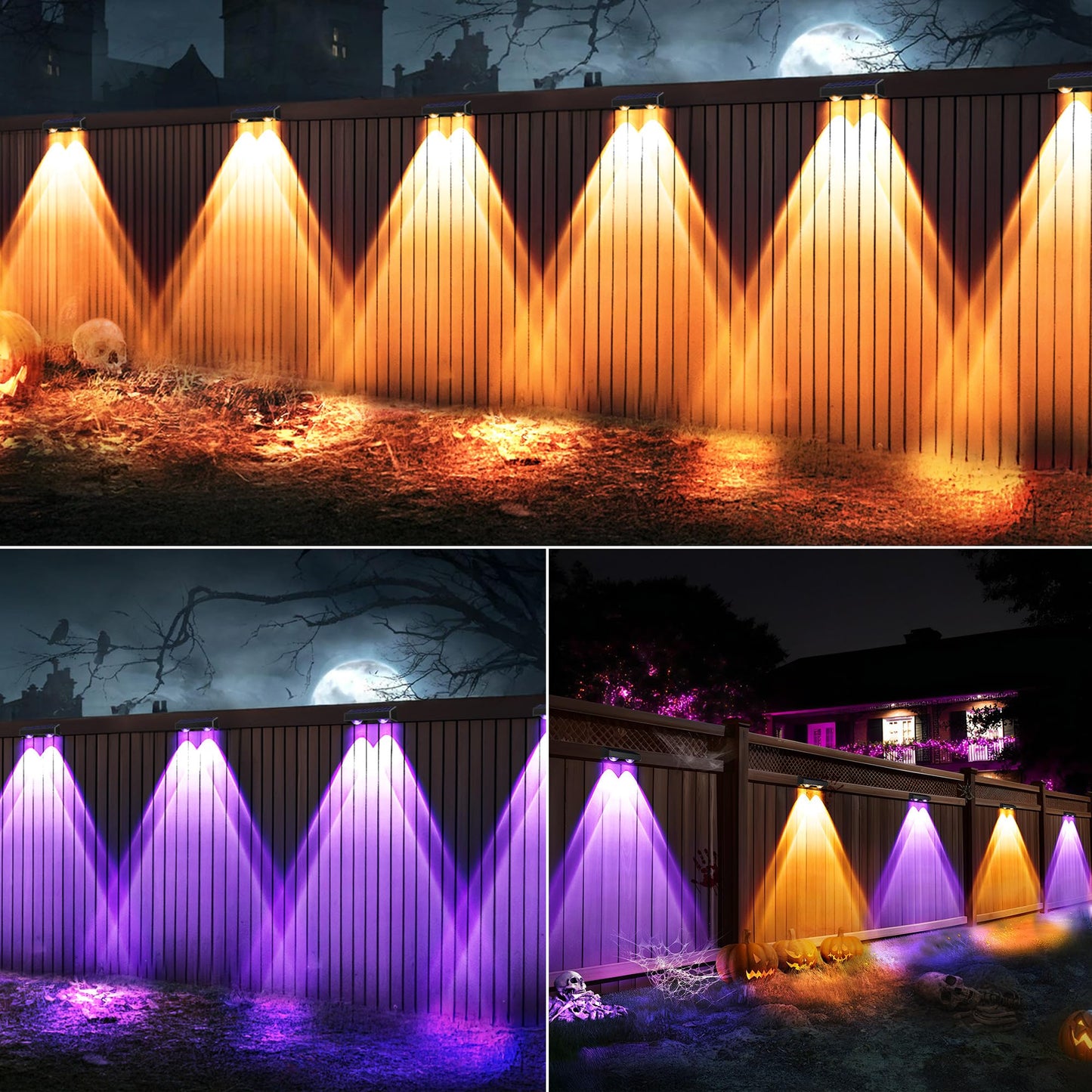 Brizled 16 Pack Solar Fence Lights, 11 Modes, 9 Colors, IP65 Waterproof, 100 Lumens, RGBCW - Black