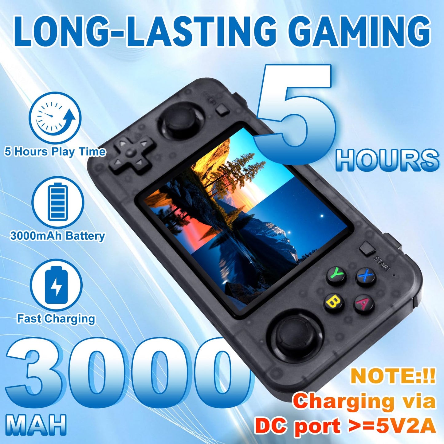 Forlarme R36H Retro Handheld Gaming Console - Equipped with Open Source Linux System,Over 20,000 Classic Games, 64GB TF Card, 3.5 - Inch IPS Screen Portable Handheld Console, Gifts for Adult (Black)