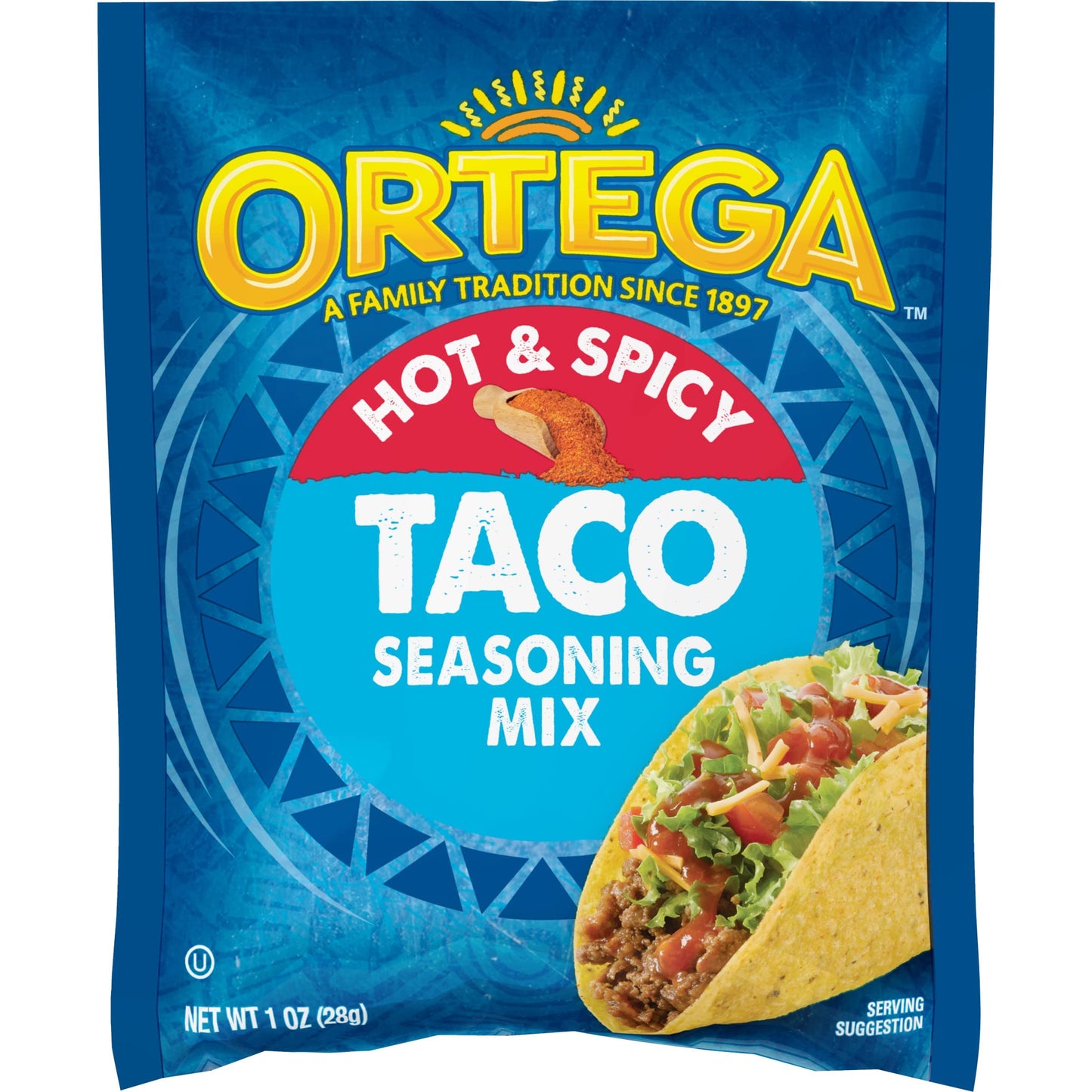 Ortega Taco Seasoning Mix, Hot, 1 Ounce (Pack of 12) - Bold Flavor for Delicious Tacos
