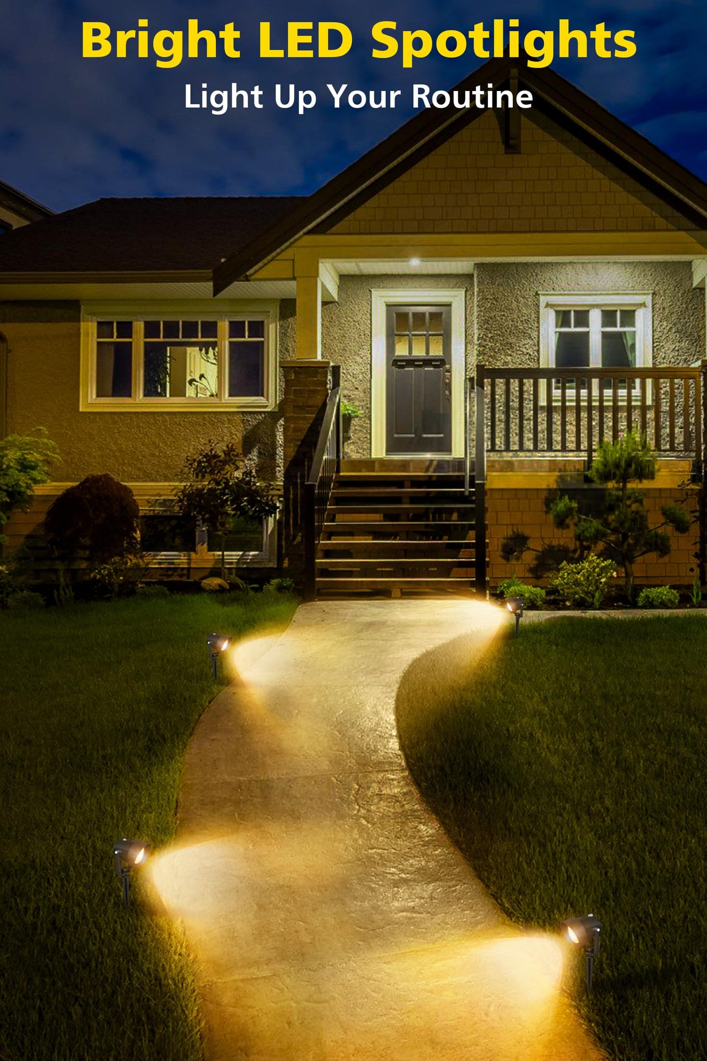 T-Sun Dusk To Dawn Outdoor Lighting  Flag Spot Lights With Photocell Auto On/Off  Waterproof 3000K Warm White Led Plug-In Landscape Spotlights For Garden Yard Tree Pathway Pole House