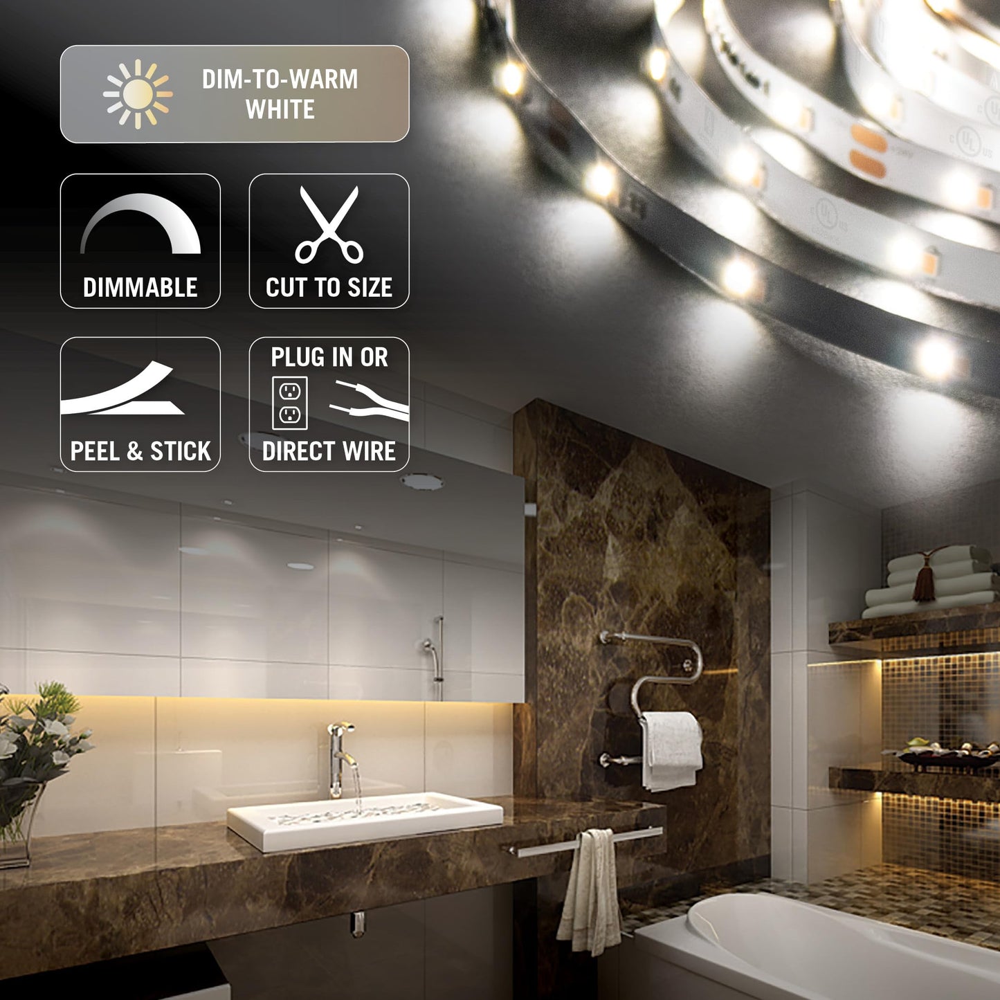 Armacost Lighting Led Tape Light Kit, 16 Ft, Dim-To-Warm, White, Model 421503, Remote Included