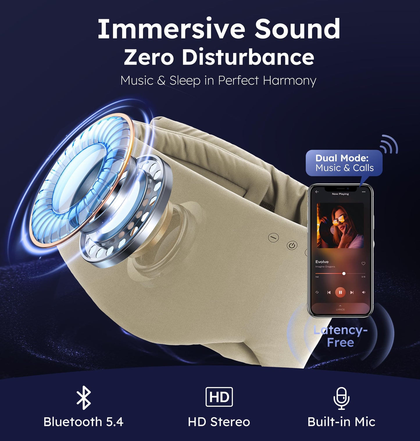 Luxury Bluetooth 5.4 Sleep Mask for Adults - Ice Fiber Cooling & HD Sound, 100% Light Blocking Adjustable Eye Cover for Travel & Side Sleepers - Soft Sleep Headphones with 10H Playtime