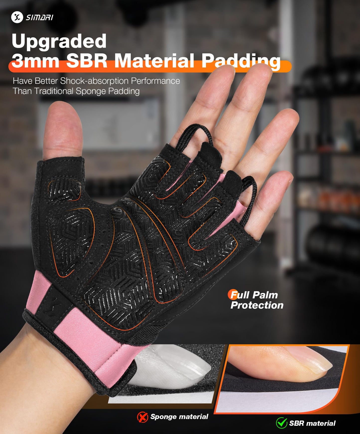 SIMARI Breathable Workout Gloves for Men & Women, Weight Lifting Gloves with Padded, Grip, Full Palm Protection, Gift for Gym Exercise, Cycling, Weightlifting Training, Fitness, Pink, Size S