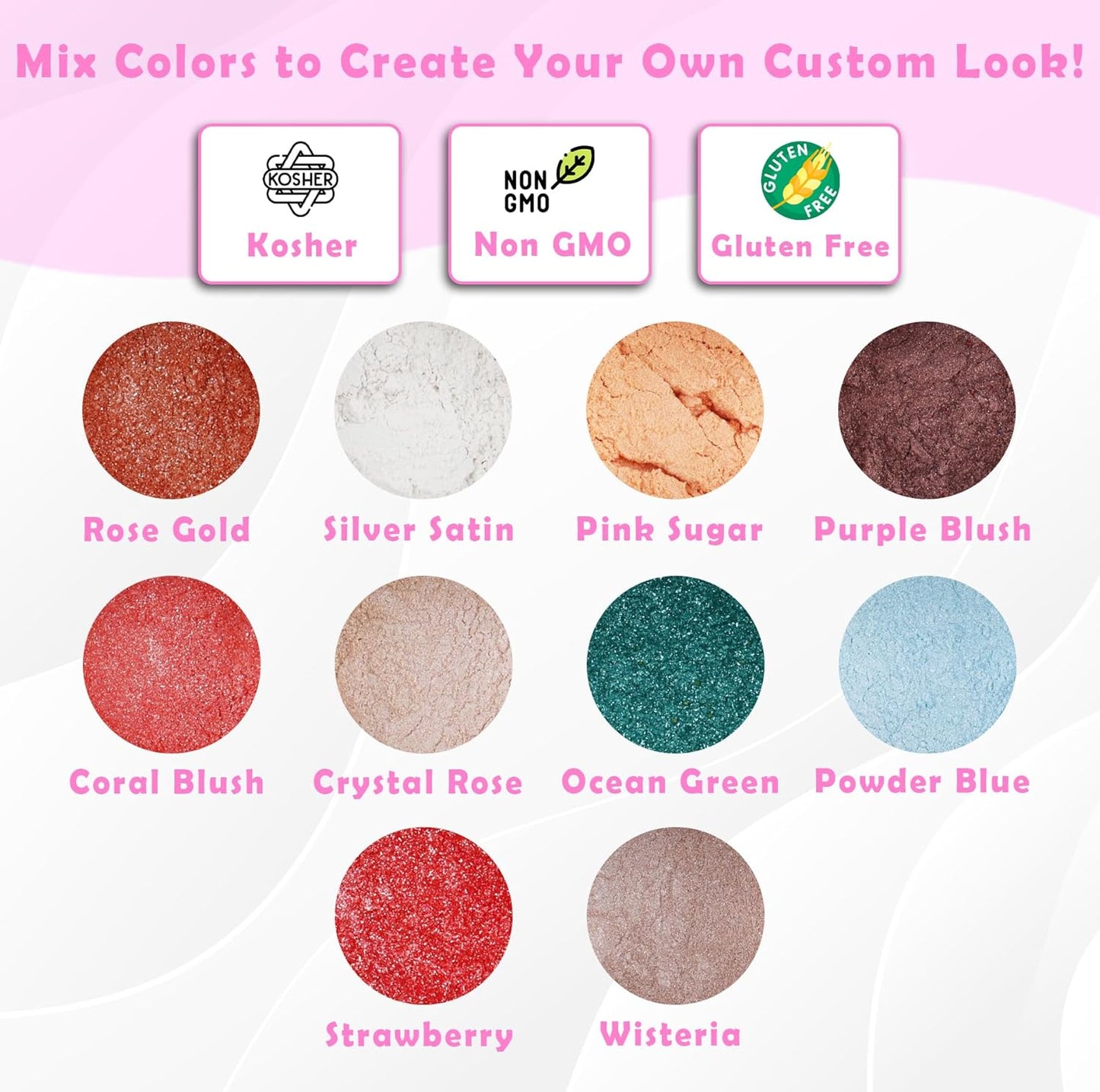 Ultra Silver & Rose Gold Luster Dust for Baking (2 Pack) – Edible Glitter for Cake Decorating, Fondant, Cupcakes, Drinks & Desserts – Kosher, Vegan, Food-Safe Metallic Dust - 2 grams, Highly Concentrated