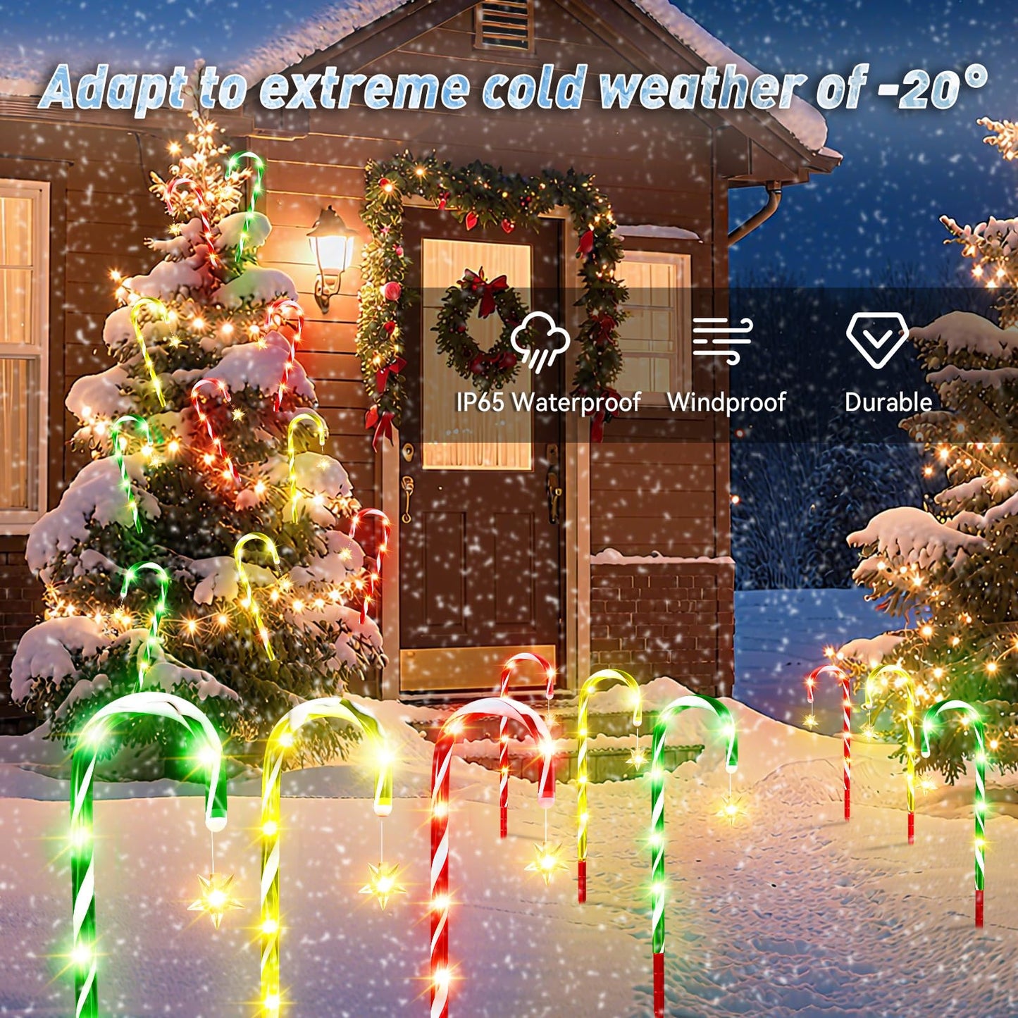 2025 Upgraded Christmas Decorations Outdoor Solar Candy Cane Lights  10 Modes Waterproof Solar Christmas Pathway Lights With Usb Charge  28 Ft 72 Leds Outdoor Xmas Decor For Yard Lawn Porch Holiday