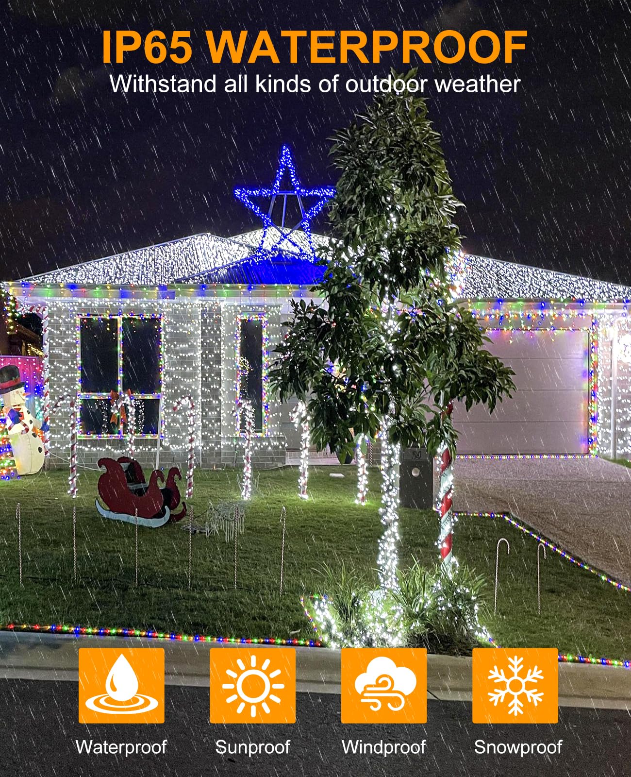 157Ft 480 Led Christmas Lights Outdoor  Plug In Christmas Tree Lights Waterproof  8 Modes Green Wire Twinkle String Light For Indoor Garden Tree Xmas Party Decorations  White
