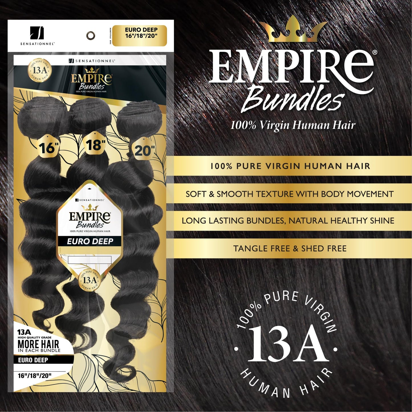 Sensationnel Empire bundles multi - euro deep 10a tangle shed free human hair for weaving and sew in styles (20 22 24 inch, NATU