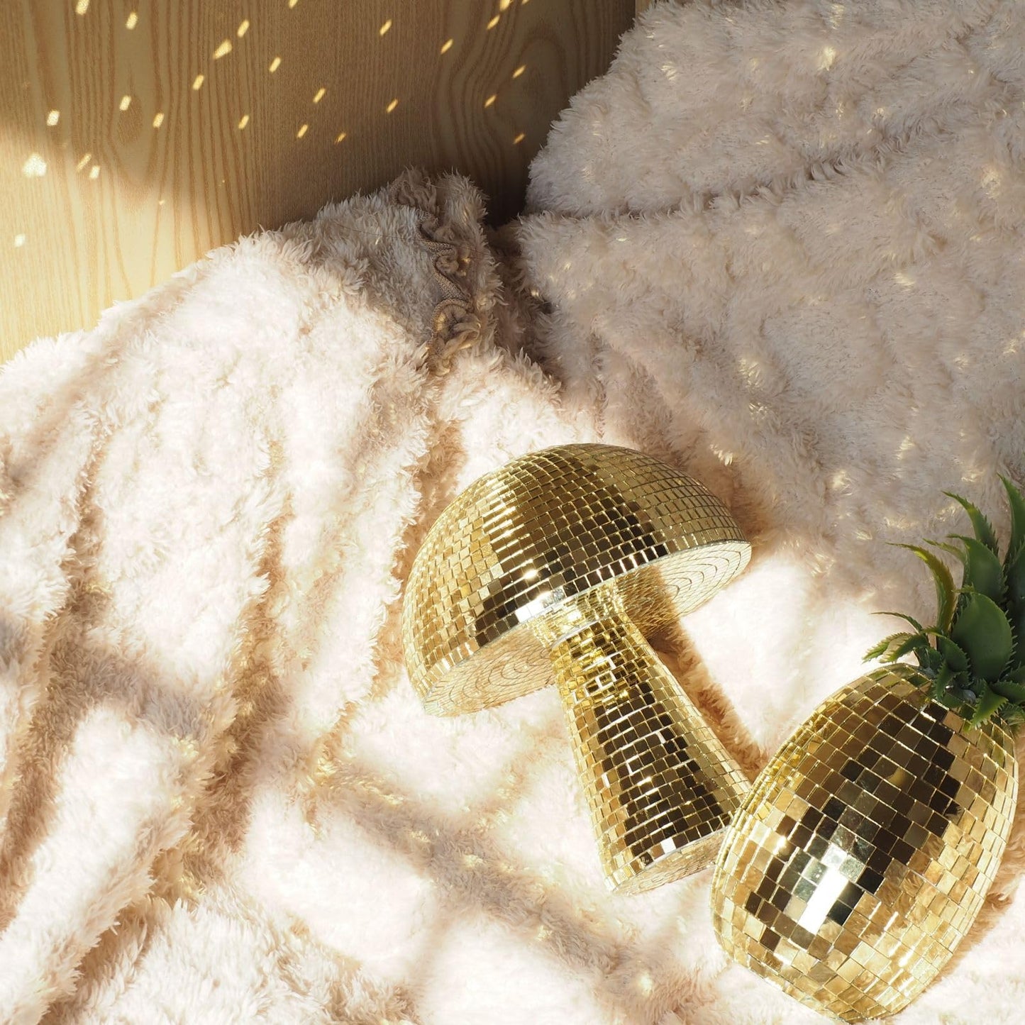 Yeehlmer Creative Mushroom Disco Ball For Party Table Decor Mirror Retro Handmade Disco Ball Mushroom Shape Home Art Decorations Bar Ornaments (Gold  L(8.3))