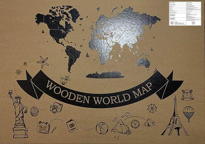 Wooden World Map 3D Art Large Wall Decor - Size (M, L, XL) Any Occasion Gift Idea - Wall Art For Home, Kitchen or Office (M, ALASKA)