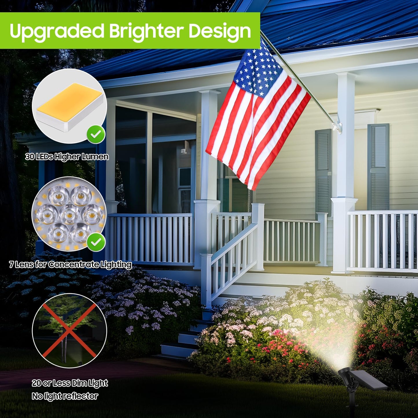 6-Pack Solar Spot Lights For Outside  Solar Powered Lights With 30Leds & 3 Modes  Outdoor Solar Light Waterproof  Dusk To Dawn Solar Landscape Lighting For Yard Garden Tree Flag Sculpture(Warm White)
