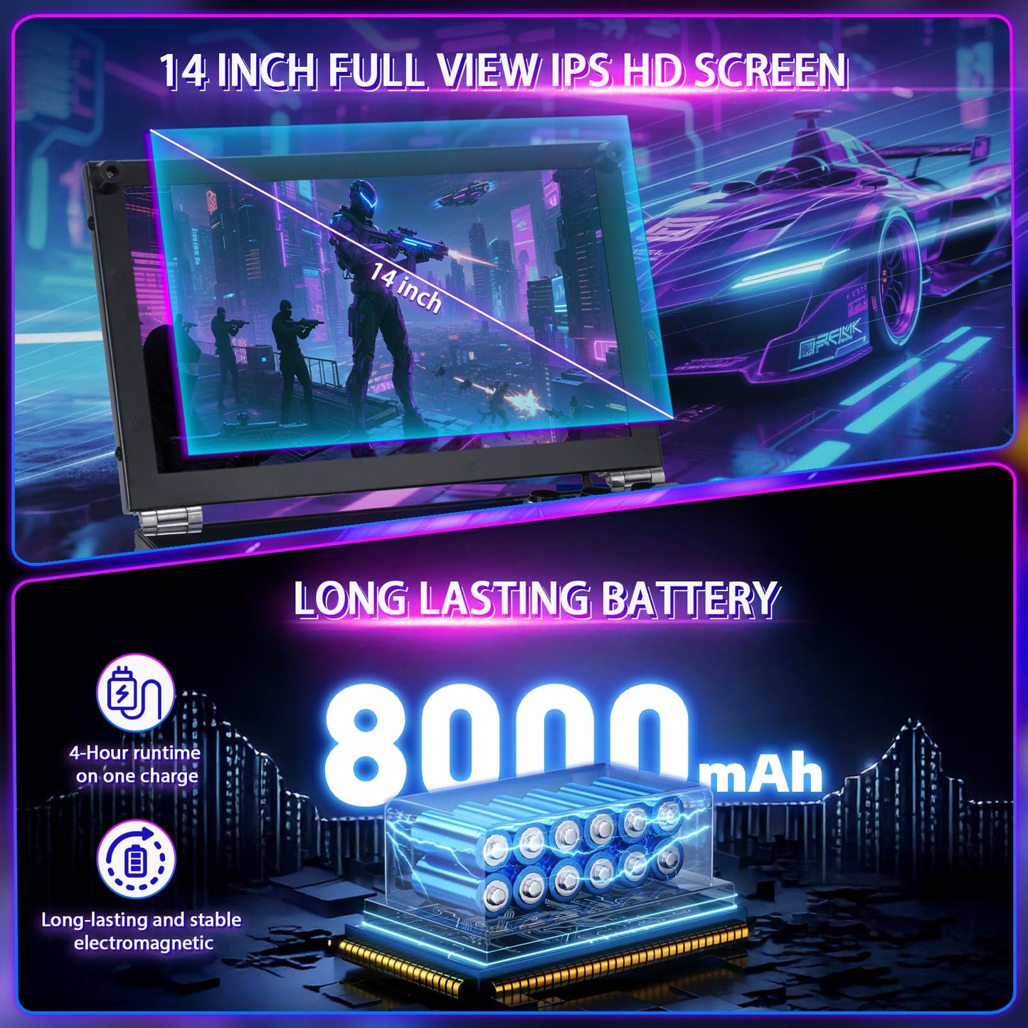 2025 Upgraded Portable Arcade Machine Pandora Box - 2D3D Retro Gaming Console, 8000mAh Battery, Includes Extra Gamepad, Plug & Play Console with Search/Hide/Save/Load/Pause Functions