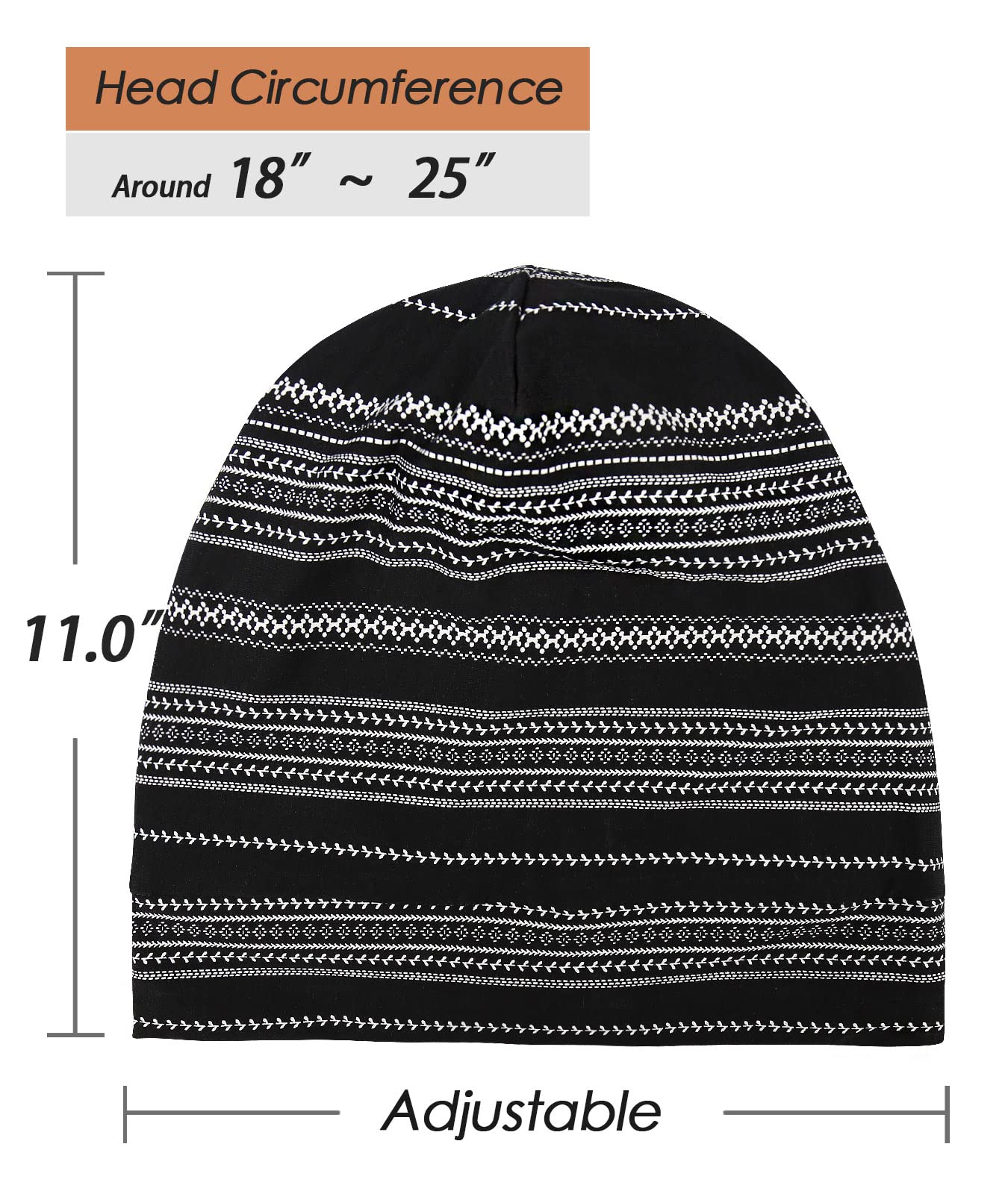 FocusCare Sleeping Hat,Frizzy Hair Protecting Long Tail Gifts for Women Summer Black White