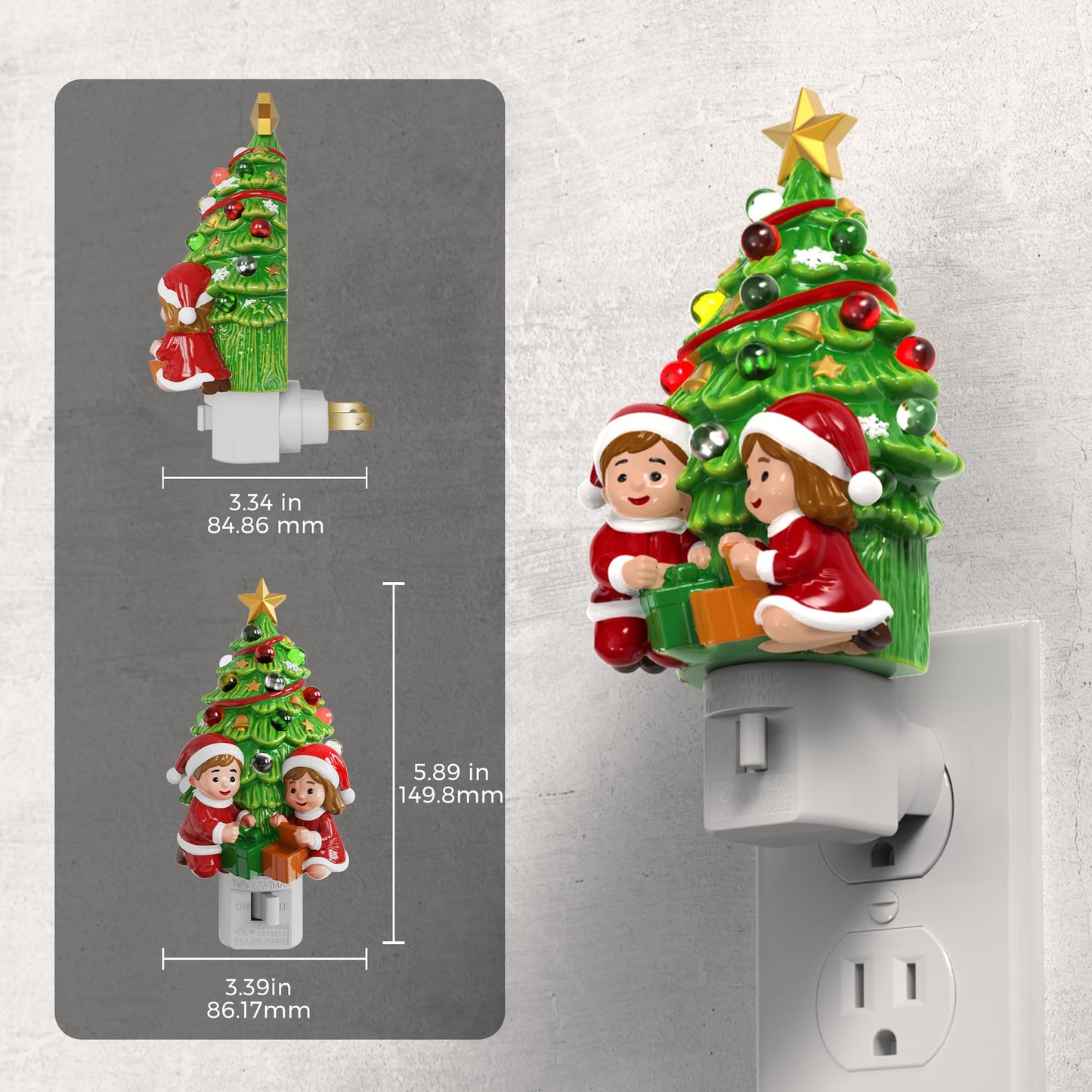 L Lohas Christmas Tree & Snowman Night Light  3000K Warm White Plug-In Resin Nightlight With 360?Rotatable Plug  Holiday Home & Kids Room Decor  1 Pack