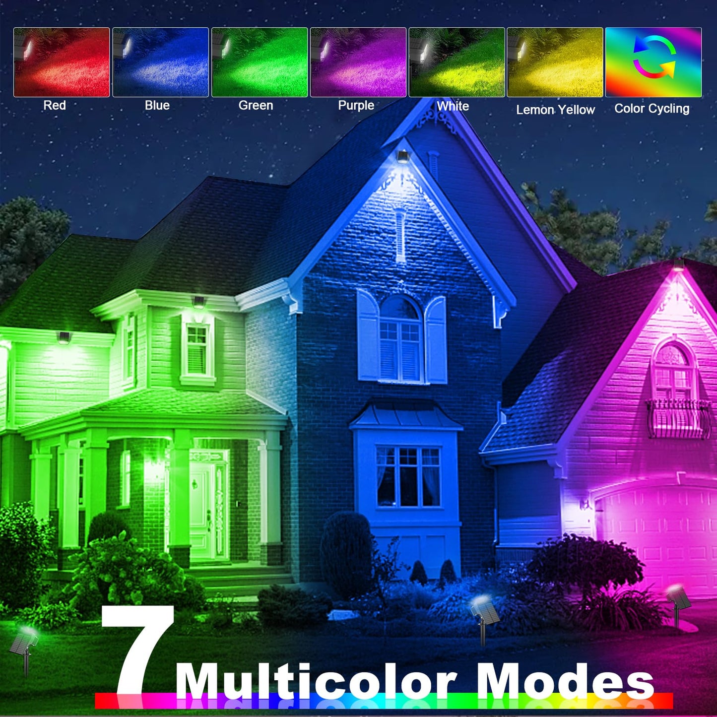 LANSOW Solar Spot Lights Outdoor Color Changing, [7 Modes/8 Pack] Christmas Landscape Spotlights, Solar Lights Outdoor Waterproof, Solar Powered Flood Lights for Outside Yard Garden Pathway