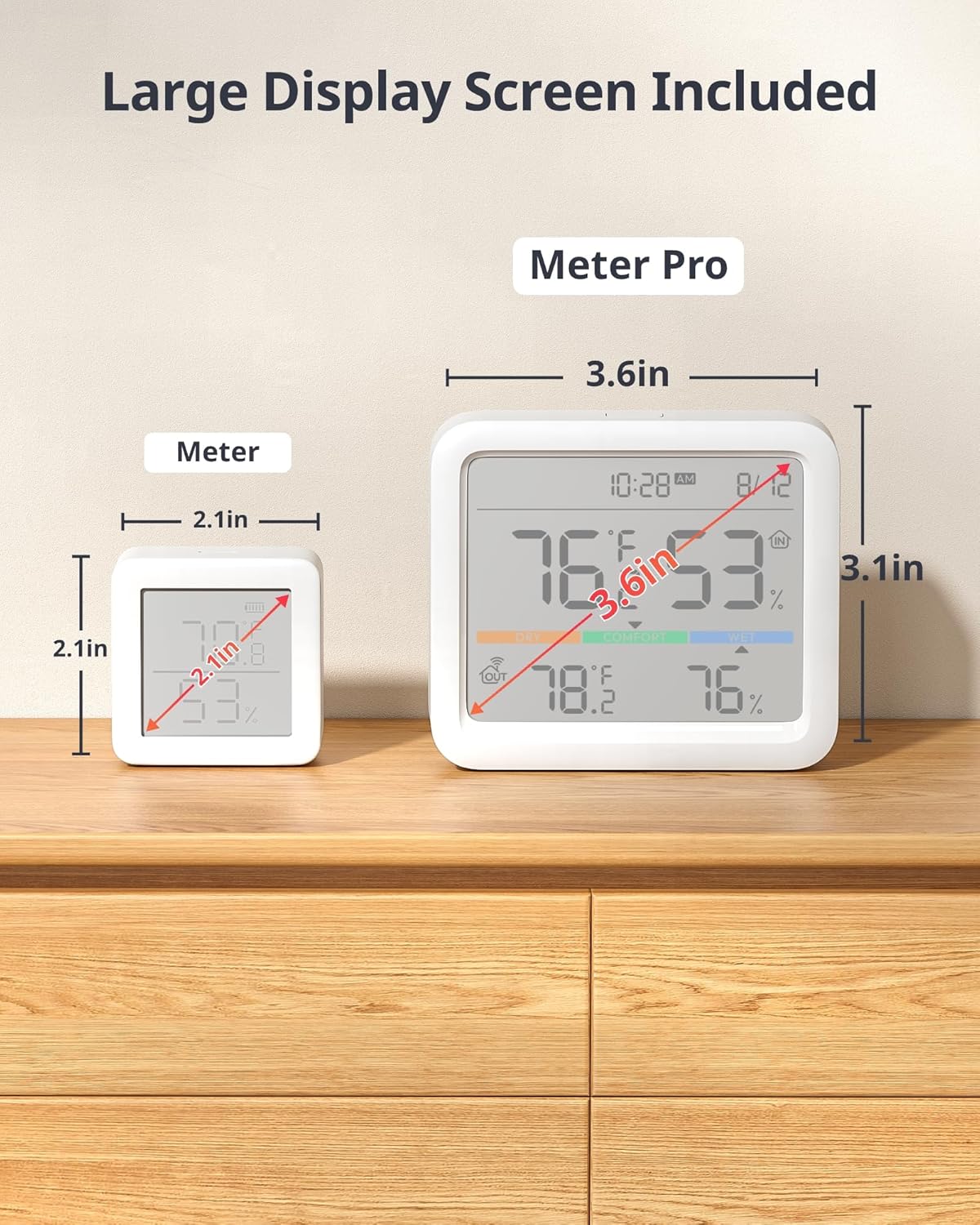 SwitchBot Meter Pro, Digital Hygrometer & Thermometer - Wireless Indoor Temperature & Humidity Monitor with Bluetooth App Control, Real-Time Alerts (1, Meter Pro+Outdoor Meter)