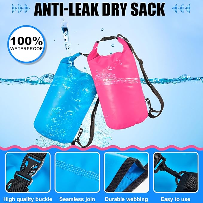 Aliceset 2 Pcs Waterproof Dry Bag 20L/10L Floating Dry Backpack Bags for Travel Pack Waterproof Backpack for Kayaking Rafting Boating Swimming Hiking Fishing(10 L)