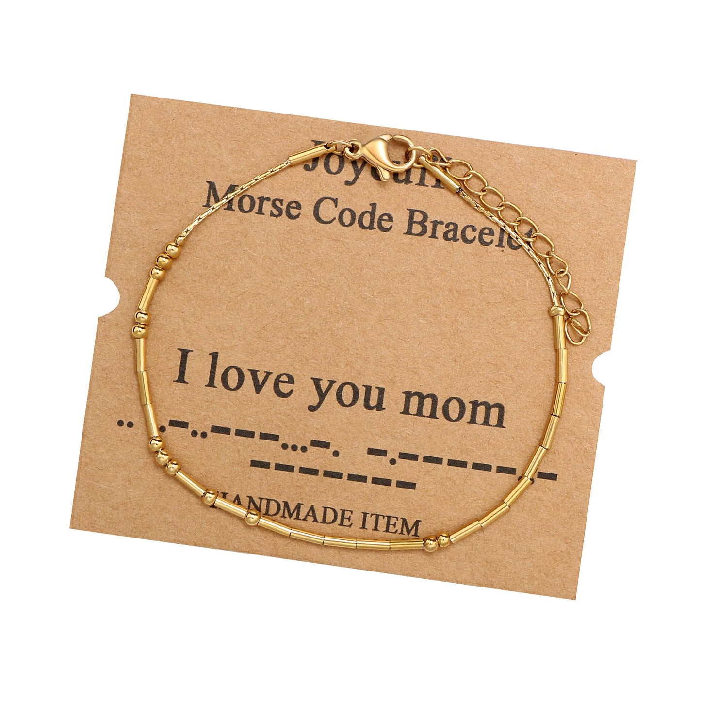 JoycuFF Gifts for Mom Morse Code Bracelets Mom Birthday Mother 's Day Christmas Gifts for Mother Gold Beaded Jewelry Bracelet fo