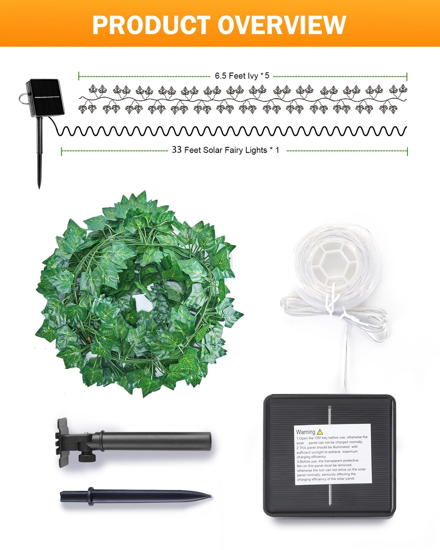 Brightown Solar Fairy Lights Outdoor, 33Ft Ivy String Lights, Copper Vine Lights For Garden, Model 40Ft-Solar-Vine-Lights
