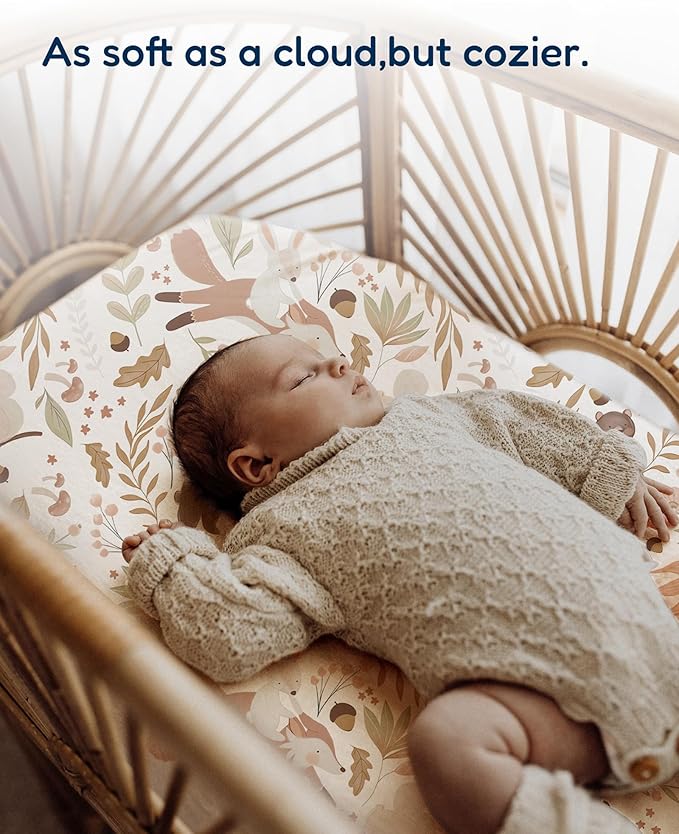 Bassinet Fitted Sheets Compatible with SNOO Happiest Baby Oval Bassinet - Buttery Soft, Silky Comfort, Premium Stretchy Jersey Knit Sheets, 2 Pack