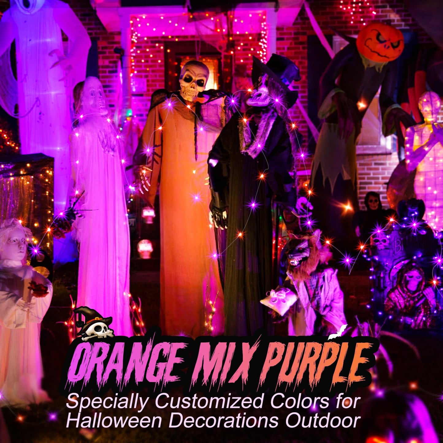 Zgwj 12 Pack Fairy Lights Battery Operated  7Ft 20 Mini Led Fairy String Lights Silver Wire 3 Modes For Diy  Parties  Wedding  Bedroom  Halloween Christmas Decoration Orange& Purple