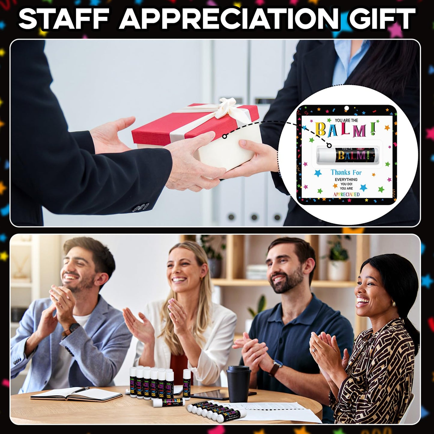Sacubee 150 Pack Christmas Employee Appreciation Gift Bulk Lip Balm Teacher Staff Team Xmas Thank You Gift You're the Balm Thank