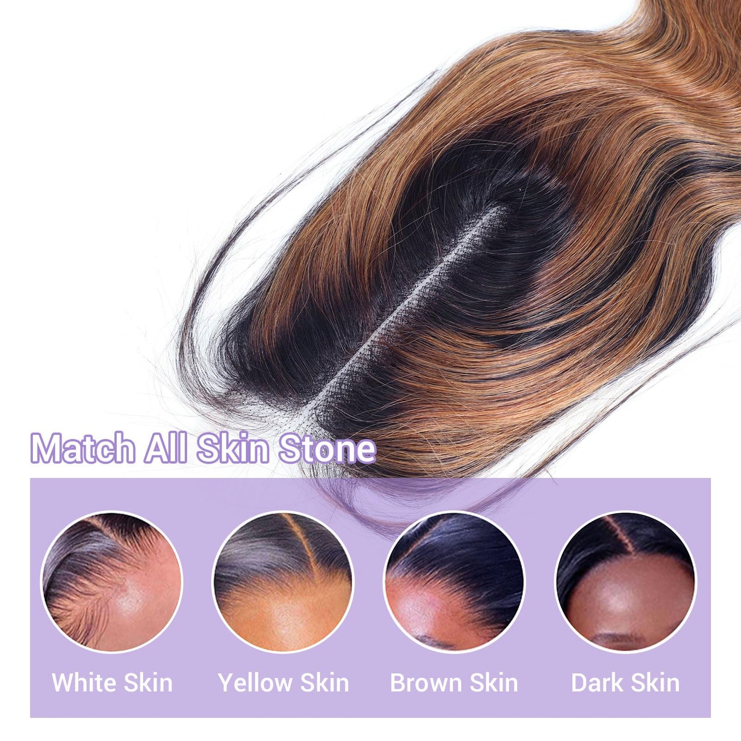 DSEKCAIN Body Wave 2x6 HD Lace Closure P1B/30 Highlight Brown Black Human Hair Transparent Lace Closure 2x6 Long Deep Middle Par