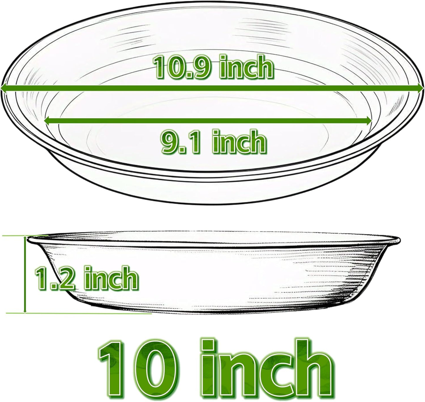 Plant Saucer Pot Tray 10 inch, 2 Packs Clear Plastic Flower Planter Saucers and Drip Trays for Indoors, Heavy Duty Plant Drip Trays Saucers, Plant Plate Water Catcher