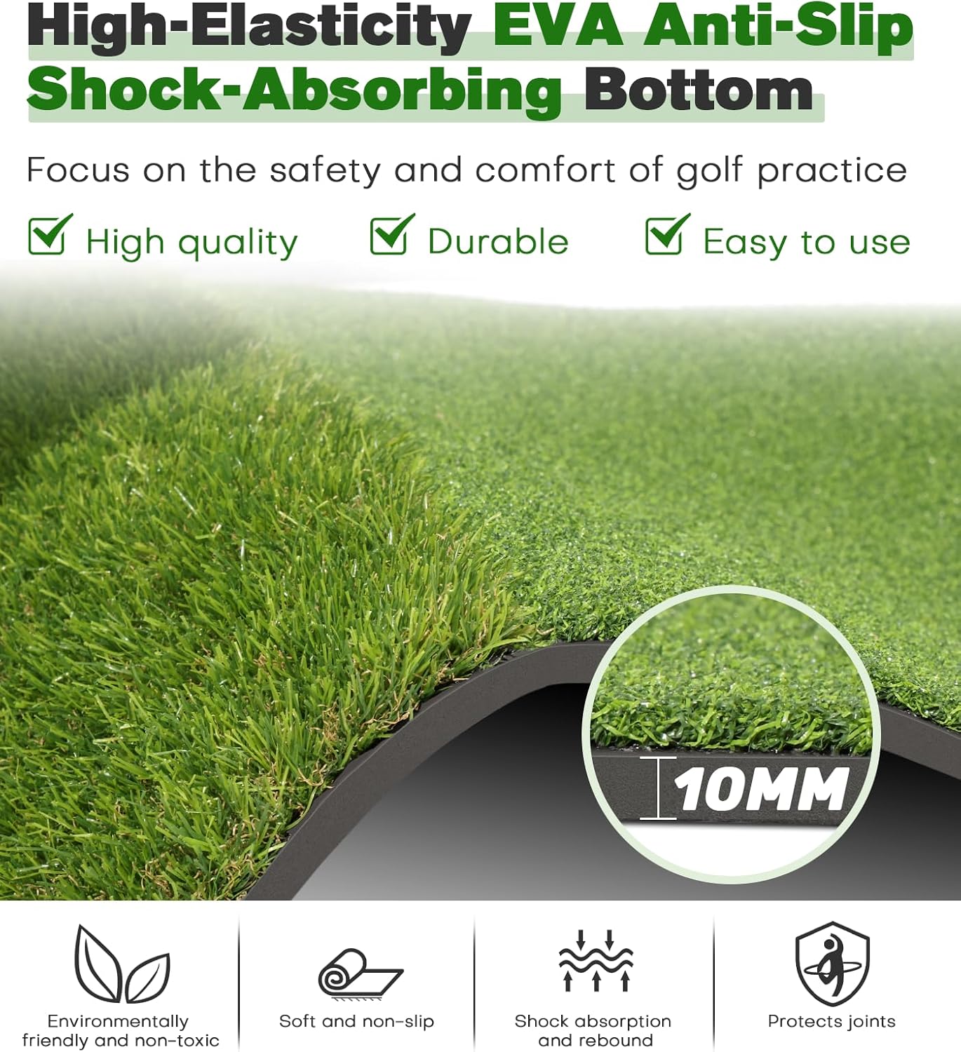 Premium Dual-Turf Golf Mat: 5x4ft Thickened for Backyard, Driving Range, Indoor & Outdoor Practice Hitting, Swing & Chipping, Ideal Gifts for Men Dad