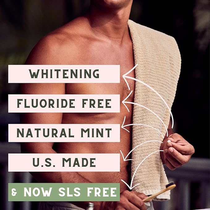 US-Made Toothpaste Tablets, New Improved SLS-Free Formula, 180 Count, Biodegradable Refill Pouch, Natural Mint Flavor, Fluoride Free with Hydroxyapatite, Whitening