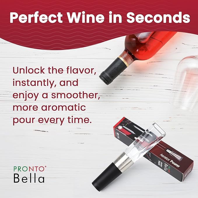 Wine Aerator and Pourer, Wine Aerator for Enhanced Flavor, Refined Aroma, Smooth Rich Finish, No Drip Design, Travel Friendly, Affordable Gift for Wine Lovers, Clear and Stainless Steel Design