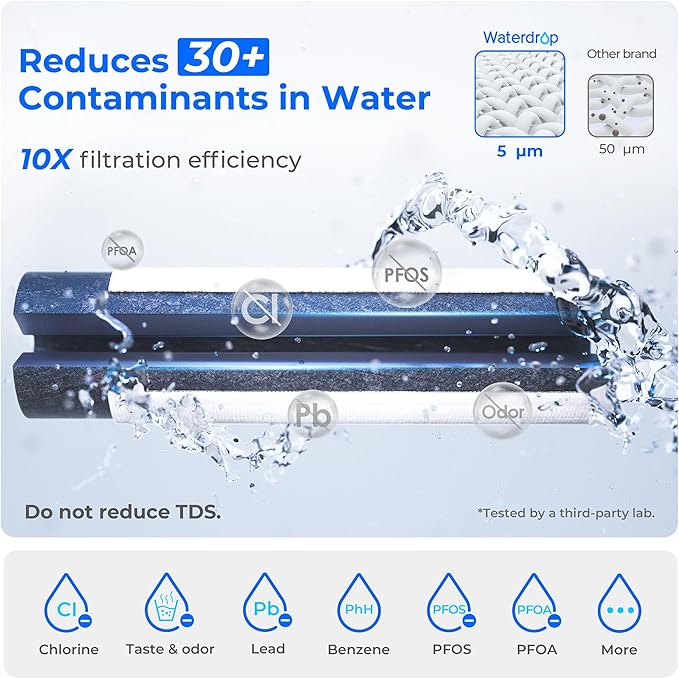 Waterdrop Compact Electric Water Filter Pitcher, Dispenser, 200-Gallon Water Filter for Fridge, NSF/ANSI 42&53&401, Reduce PFAS, Lead, Chlorine, 14-Cup, White, with 1 Filter, Does not Lower TDS
