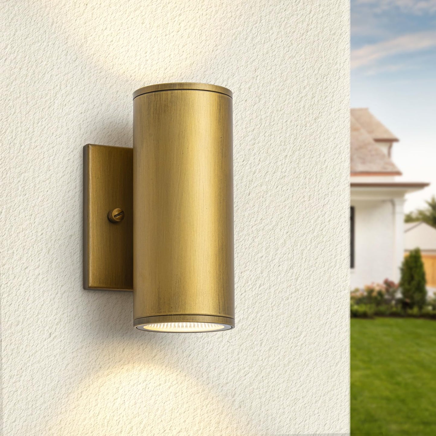 Zicbol Modern Led Outdoor Wall Lights 7 Cylinder Up And Down Exterior Lighting Fixtures Handmade Gold Outdoor Wall Sconce Wall Mount On Any Direction