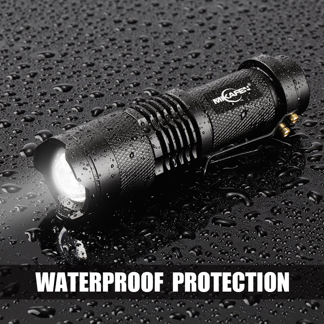 MIKAFEN 5 Pack Mini LED Flashlights 300lm Adjustable Focus Zoomable Black Aluminum Model DZ204
