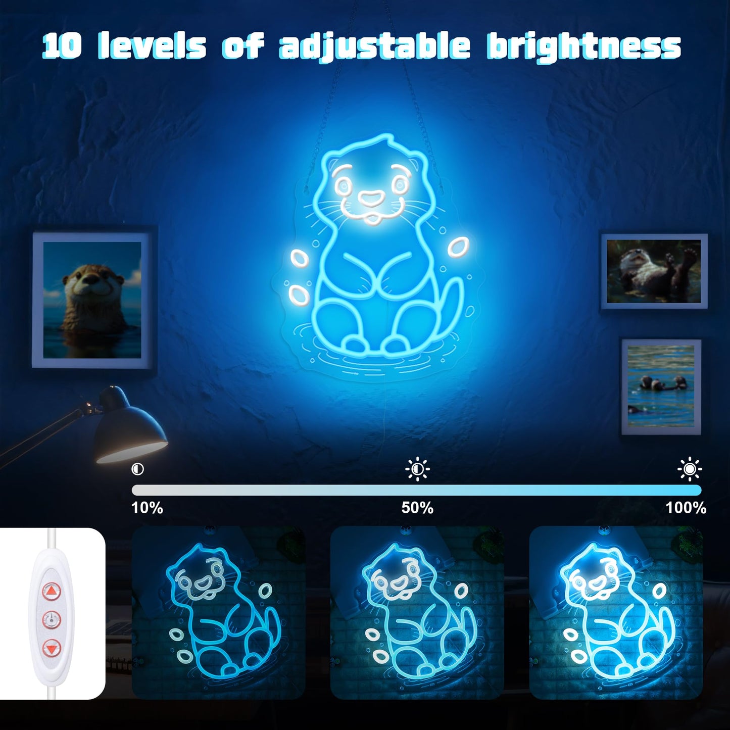 Sea Otter Neon Sign - Unique Wall Decor For Kids Bedroom  Gifts For Otter Lovers & Boys Girls  Usb-Powered Energy-Efficient Art With Hanging Kit