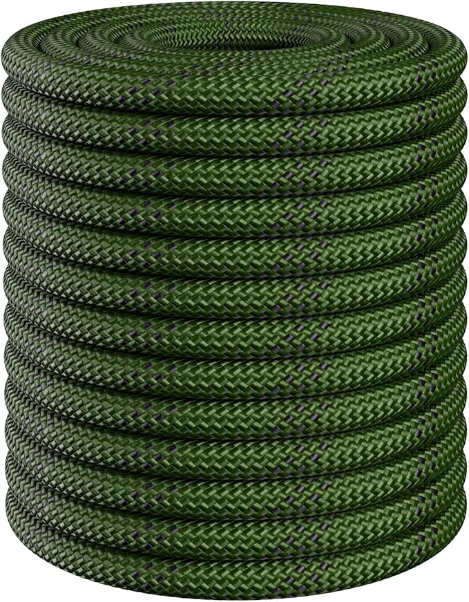 X XBEN Braided Polyester Arborist Rope 1/2 inch X 100ft, 48 Strands, 12 Inner core,5174 LBS Breaking Strength Outdoor Rope...