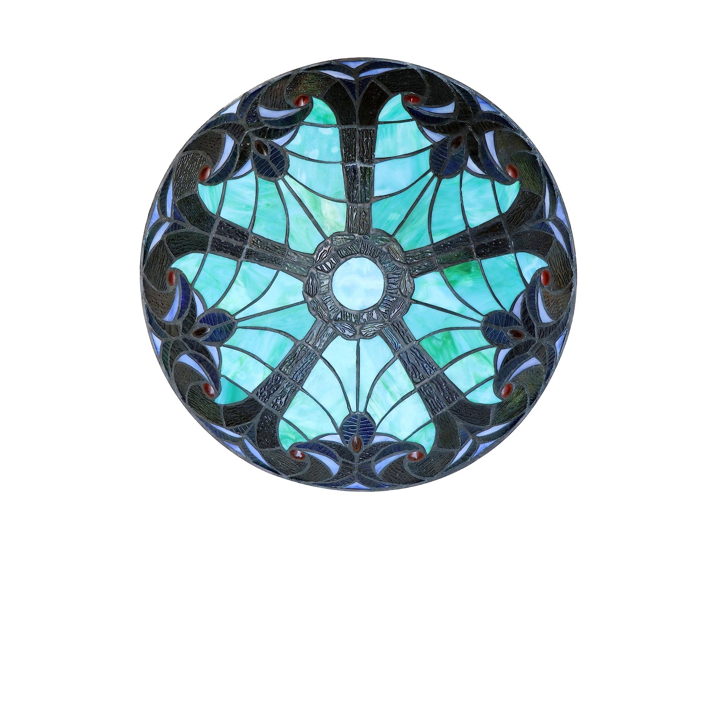 Chloe Lighting Victorian-Style 3-Light Ceiling Flush Fixture 16in Wide Stained Glass Model CH18780VG16-CF3