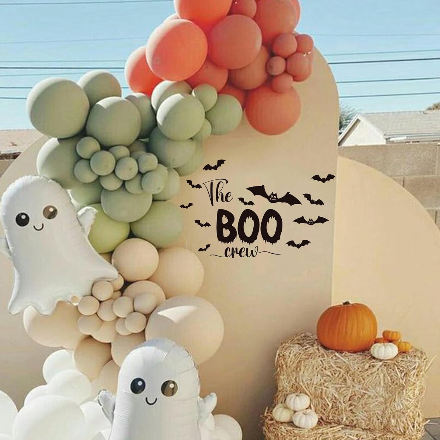 The Boo Crew Halloween Decal - Halloween Theme Party Decoration Supplies Stickers, Bat Wall Stickers, Bat Sign Balloon Arch, Party Backdrop, Room, Living Room Decoration Wall Decal