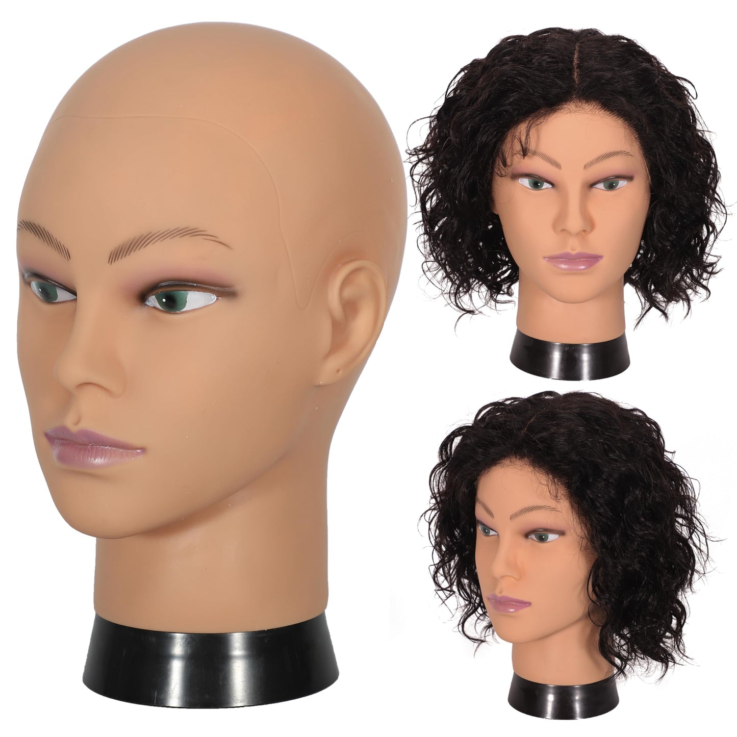 simnient Bald Mannequin Head Stand Professional Cosmetology Wig Training Head for Wig Making and Display Hat Glasses Scarf Jewel